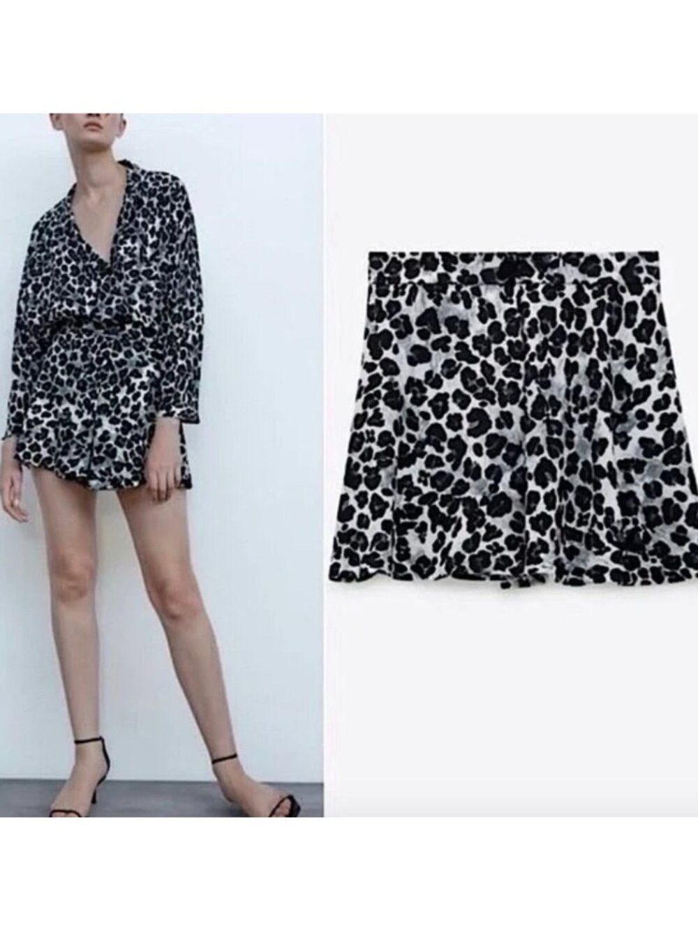 Zara Women's Leopard Print Bermuda Skort - Size XS